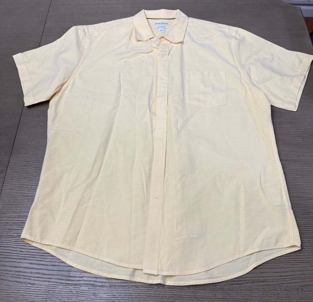Amazon Essentials Men's Short-Sleeve Regular-Fit Oxford Shirt Yellow XL